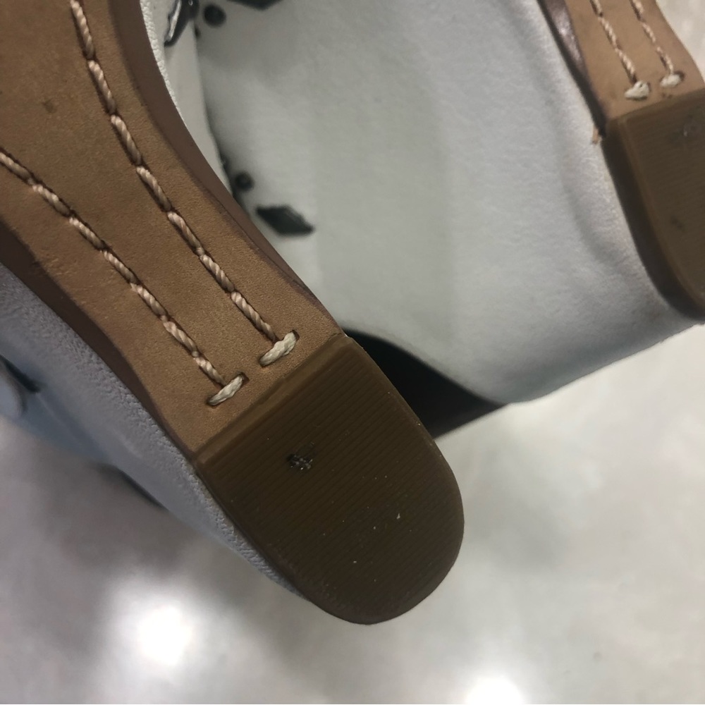 Sam Edelman while wedge sandal / booties with multiple buckles, leather, Sz 7.5 - Picture 12 of 15